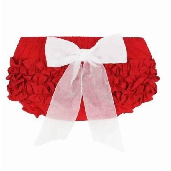 NEW RUFFLEBUTTS baby girls diaper cover with organza bow in red - Picture 1 of 2